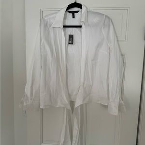 NWT White House Black Market Wrap Front Button Down Shirt
